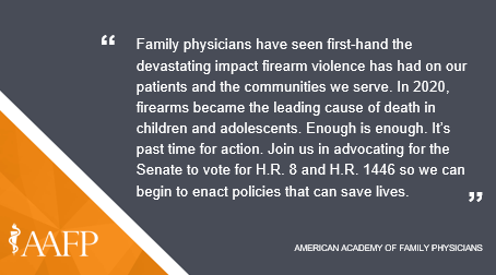 aafp's tweet photo. We stand with the families and communities who have lost their lives to firearm violence. Enough is enough. Congress must pass legislation to curb the gun violence epidemic. This isn't about politics, it's about saving lives. https://t.co/a0fsOQNDzB https://t.co/O1DGLoU3AZ