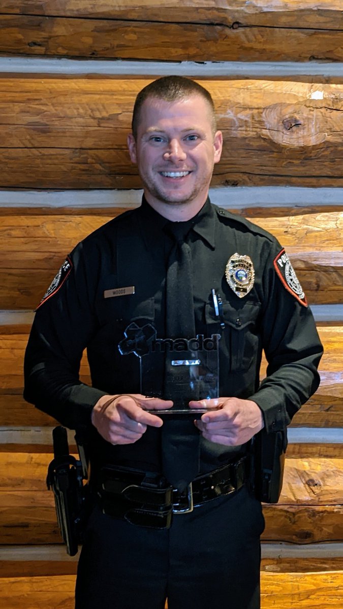 UNLPD's tweet photo. Congratulations to our own Ofc. Shawn Woods, who received a @MaddNebraska 2022 Hero Award for Adult DWI/DUI Enforcement for his work in keeping the streets in and near campus safer for our @UNLincoln drivers and pedestrians. Thank you, Ofc. Woods! https://t.co/SCMFLZPkQh