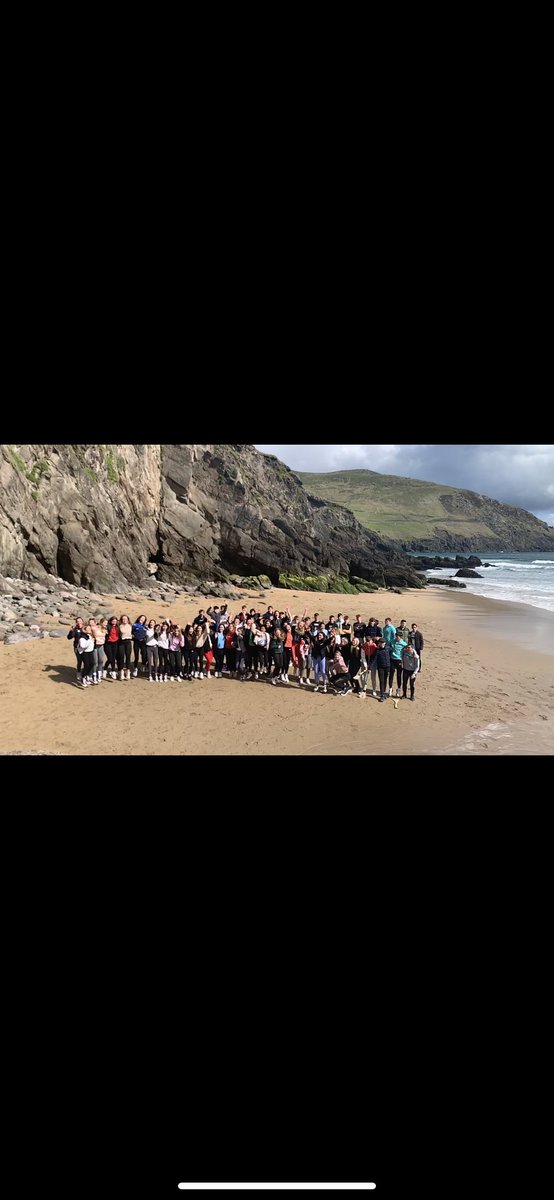 NeasaHarris's tweet photo. TY’s ⁦@smincw⁩ pictured on Coumeenoole  beach on  the Slea head drive ,Dingle. Students enjoyed an overnight trip , cúpla focal ,breathtaking views, showed great skills at the ceilí and learned so much at the aquarium. Well done to all. A fantastic end to a wonderful year. https://t.co/1IBhvWfpcm