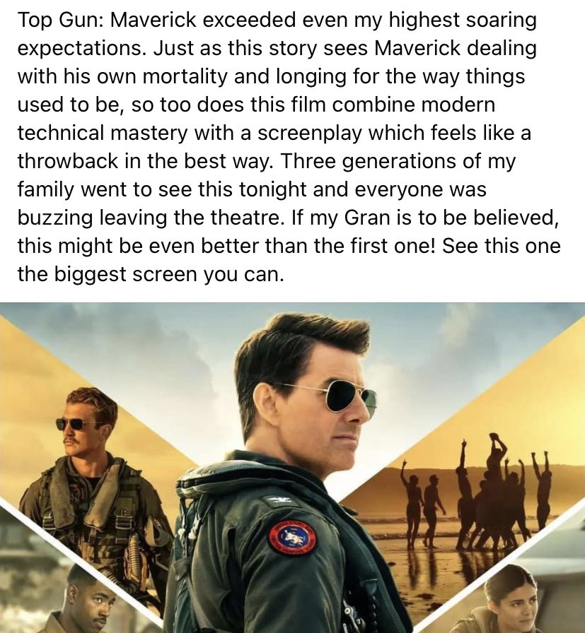 FirstTimeFilms1's tweet photo. Our thoughts on #TopGunMaverick https://t.co/mPebF2QFJ9