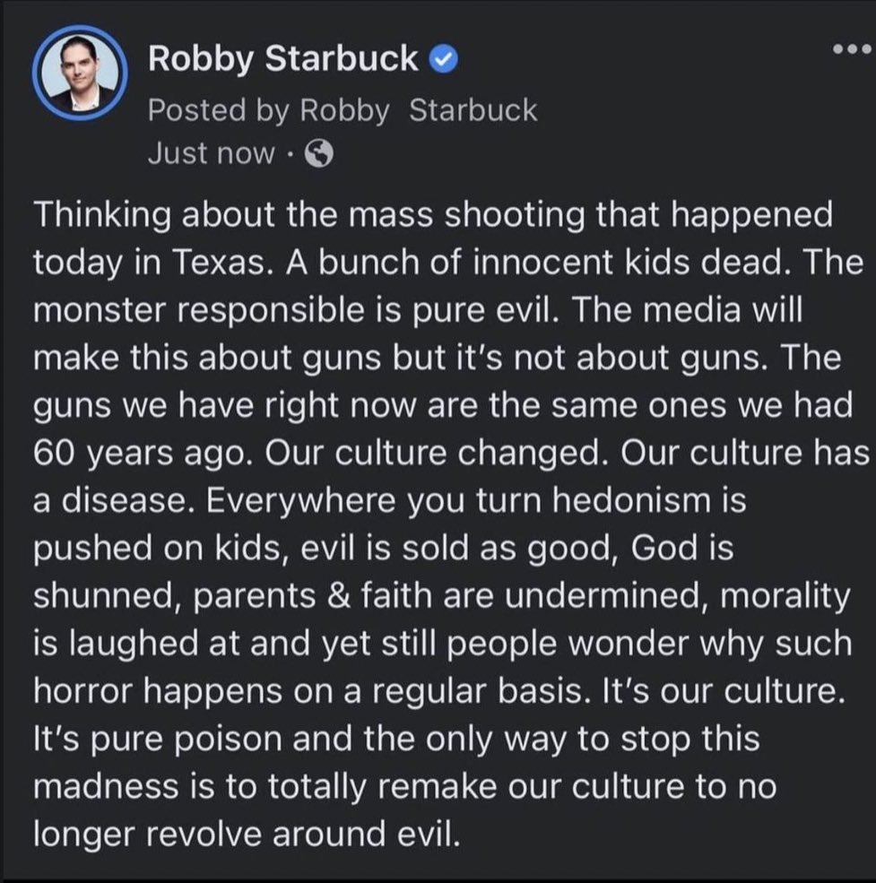 Our culture is the problem, not guns.