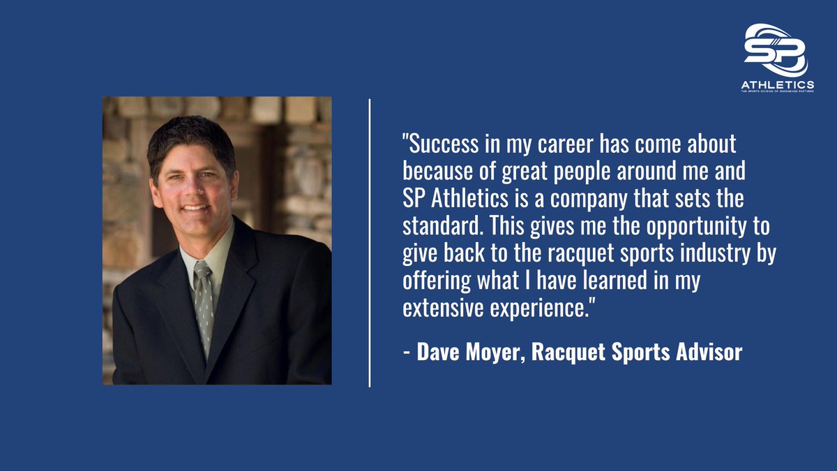 Meet our Racquet Sports Advisor, Dave Moyer.

"The clientele our firm serves across the board will benefit greatly from many aspects of Dave’s areas of expertise..." says Steve Snodgrass.

Learn more » snodgrasspartners.com/2022/05/news-d…