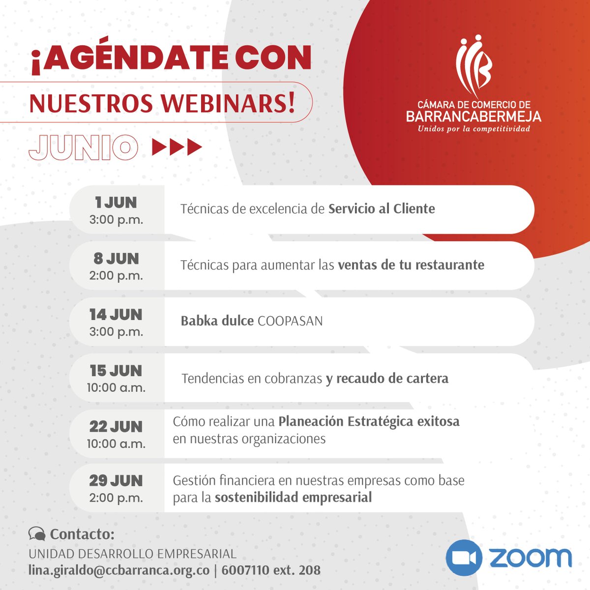ccbarrancabja's tweet photo. ¡Impulsa tu empresa con información de interés!👩‍💻👨‍💻🚀#AGÉNDATE con nuestras capacitaciones y aprende sobre:
📌 Servicio al cliente
📌 Ventas para restaurantes
📌 Panadería
📌 Cobranza y recaudo
📌 Planeación estratégica
📌 Gestión financiera 
👉Inscríbete https://t.co/C98wkrdKOw https://t.co/wOV1FjDplm