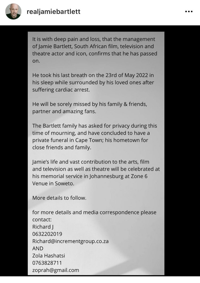 everasimeni's tweet photo. #RIPJamieBartlett official statement https://t.co/OFZqWvixwo