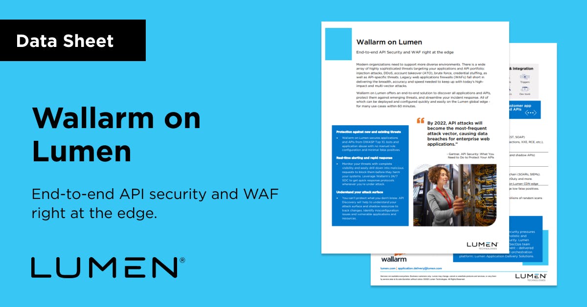 Buck84084's tweet photo. Protect your applications from the emerging threats and streamline incident reponse. Learn how you can safeguard your platform with @wallarm on Lumen.
#APIsecurity #networksecurity #cloudsecurity #applicationprotection https://t.co/nJojqUWhCe https://t.co/jMnc6RmYIz
