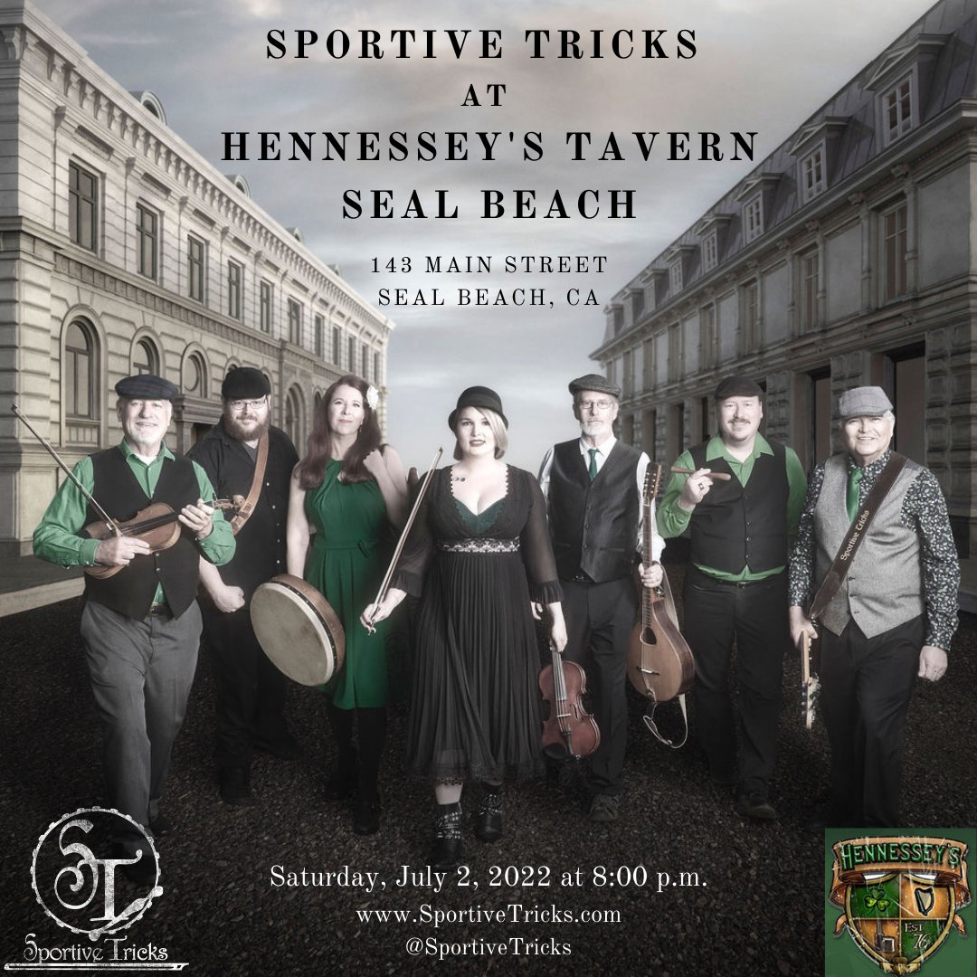 SportiveTricks's tweet photo. PUB SHOW! Mark your calendars for our next show at @hennesseytavern Seal Beach on Sat 7/2!

#sealbeach #OC #OrangeCounty #livemusic #pubshow #hennesseys #celticfolk #4thOfJulyWeekend #SportiveTricks https://t.co/3wg0PRAbjR