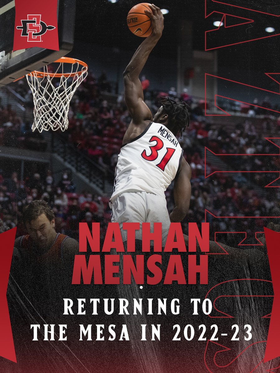 San Diego State - Nathan Mensah withdraws from the NBA Draft and will return 