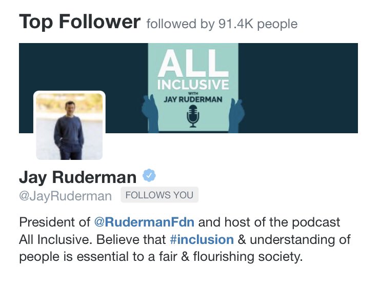 dhrvptl's tweet photo. Big up to @JayRuderman who was my #TopFollower in April! https://t.co/Se0leTWZMN