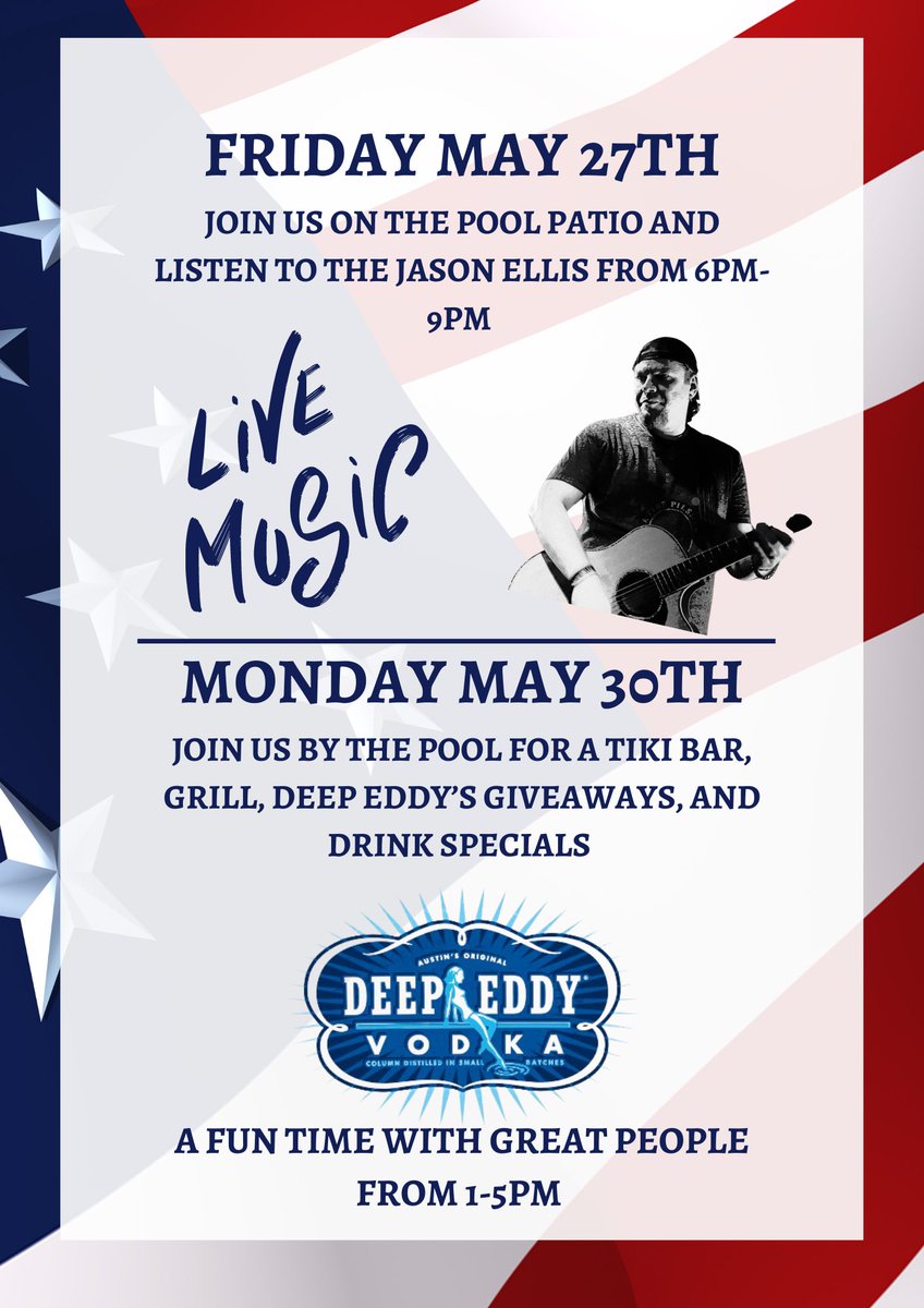 Join us for Memorial weekend for lots of fun!