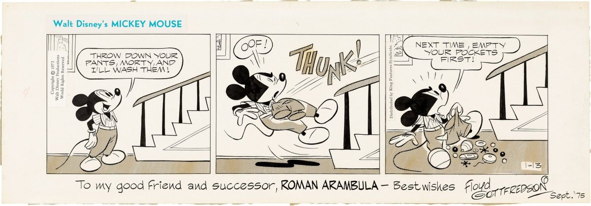 Floyd Gottfredson drew Mickey Mouse Strip from 1930s to the 1975 