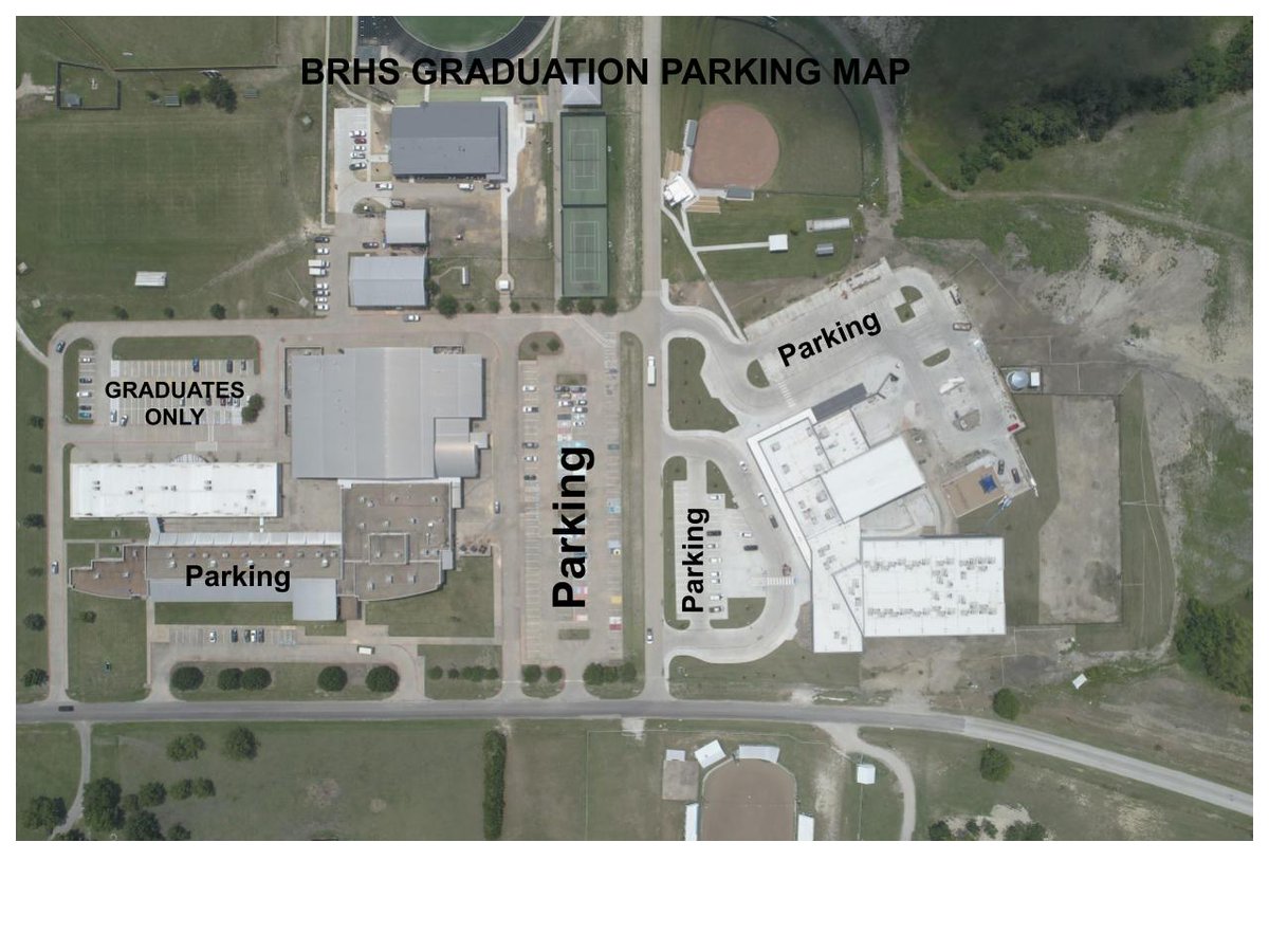BlueRidgeISD's tweet photo. BRHS Graduation is this Friday at 8:00 p.m. in Tiger Stadium. Gates will open at 7:00 p.m. Parking for graduation is available at the BRHS student lot, Blue Ridge Elementary, and Blue Ridge Middle School. The parking lot by the practice football field is reserved for graduates. https://t.co/SwaXnXTQlC