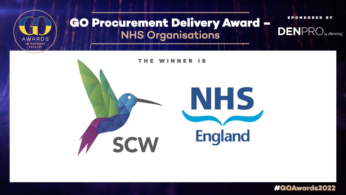 GOAwardsNews's tweet photo. And its congratulations to @NHSscw, @NHSSW and Offices of the Police and Crime Commissioner and Police Forces across the South West of England for winning the Best Procurement Delivery Award for NHS and Healthcare Organisations. #GOAwards2022 https://t.co/YL4IIDN5Pf