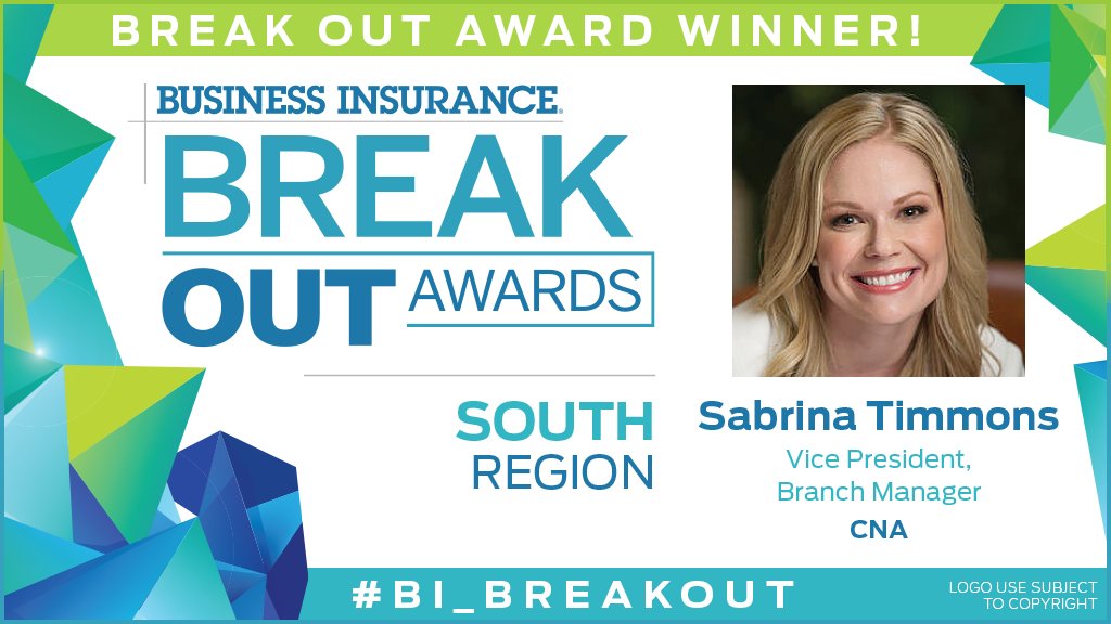 BusInsMagazine's tweet photo. We're celebrating our #BI_BreakOut Award winners! Congratulations to Sabrina Timmons, a South Region BOA winner! Register to attend one of our three Break Out Award recognition events by clicking here: https://t.co/4Y4BSuBiDM https://t.co/yg0IOu1EVF