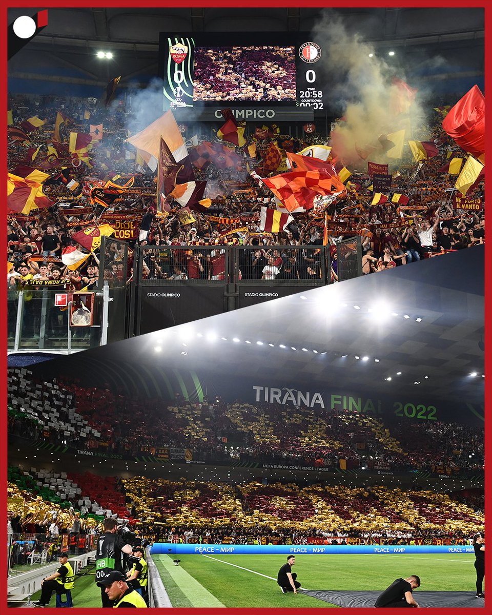 CB_Ignoranza's tweet photo. La Roma ha vinto la partita sul campo, ma soprattutto sugli spalti.
Oltre all’esodo dei tifosi giallorossi a Tirana, stasera all’Olimpico c’erano 50mila persone per seguire la finale da lì.

Conservate una medaglia, perché una la meritano anche loro 👏🏻

#RomaFeyenoord https://t.co/Ux5GE4x9AD