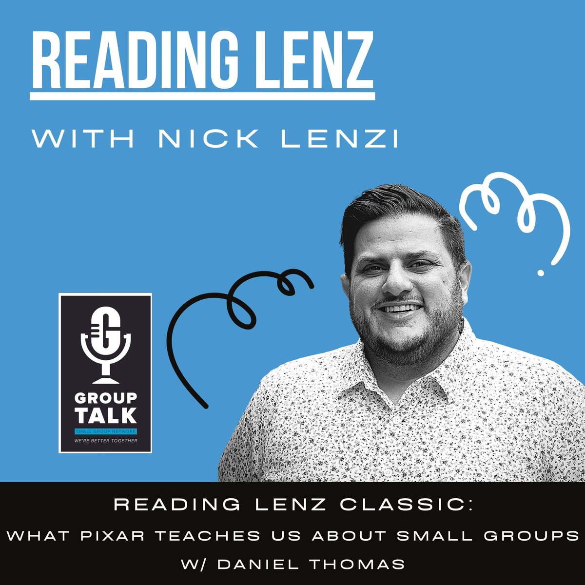 SmallGrpNetwork's tweet photo. In this episode of Reading Lenz, host @nicklenzi joins special guest @danielthomas_ to discuss what Pixar teaches us about small groups. Listen via Spotify, Apple podcasts, iHeartRadio or wherever you enjoy podcasts. https://t.co/WztTcc5KDx