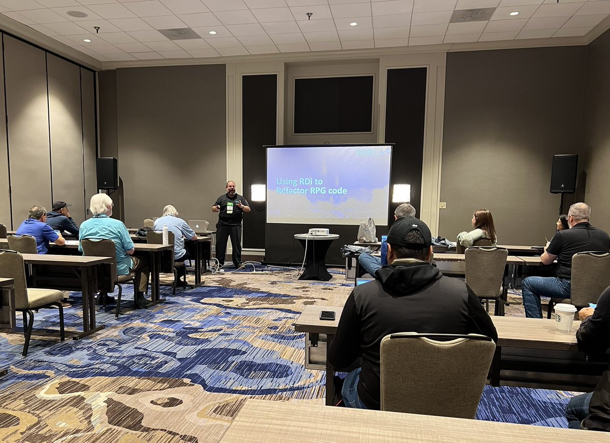 robprisma's tweet photo. Attending Ray Everhart’s presentation on refactoring RPG code. https://t.co/afCbIP47ZD
