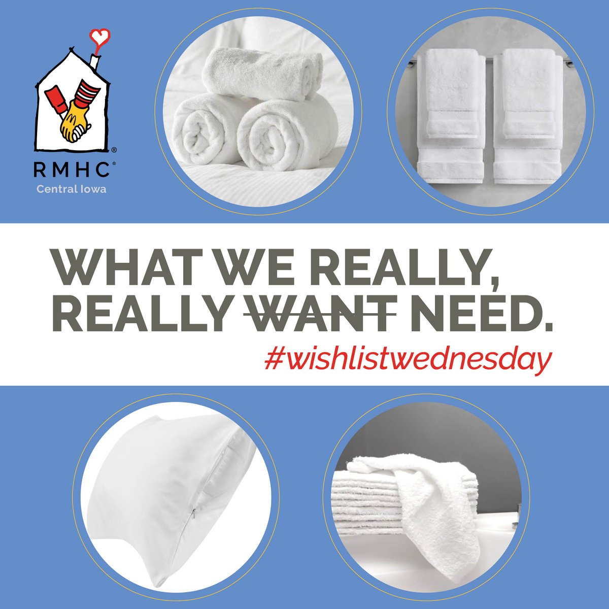 We have big needs here at the house on this #wishlistwednesday!

Shop here:

Bath Towels: ow.ly/f7IX50Ji7RQ

Hand Towels: ow.ly/ZtVf50Ji7RM

Wash Cloths: ow.ly/4OcO50Ji7RN

Pillow Cases: ow.ly/O3ma50Ji7RP

Zippered Pillow Protector: ow.ly/hKxR50Ji7RS