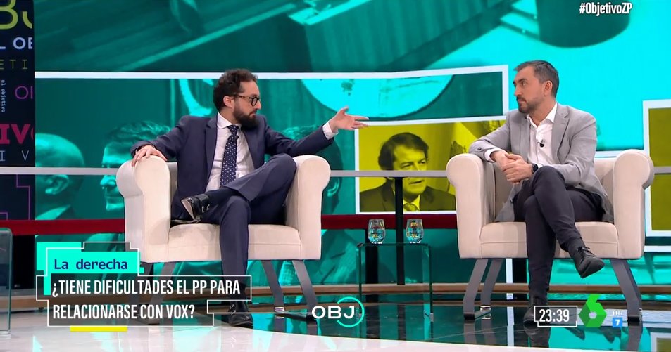 ObjetivoLaSexta's tweet photo. .@JqManso: “La vocación de Vox es inocular determinados debates divisivos en la sociedad española, por lo que no siempre la respuesta es la confrontación. Me parece que puede ser eventualmente inteligente lo que está haciendo el PP”
#ObjetivoZP https://t.co/lptbZCj74W