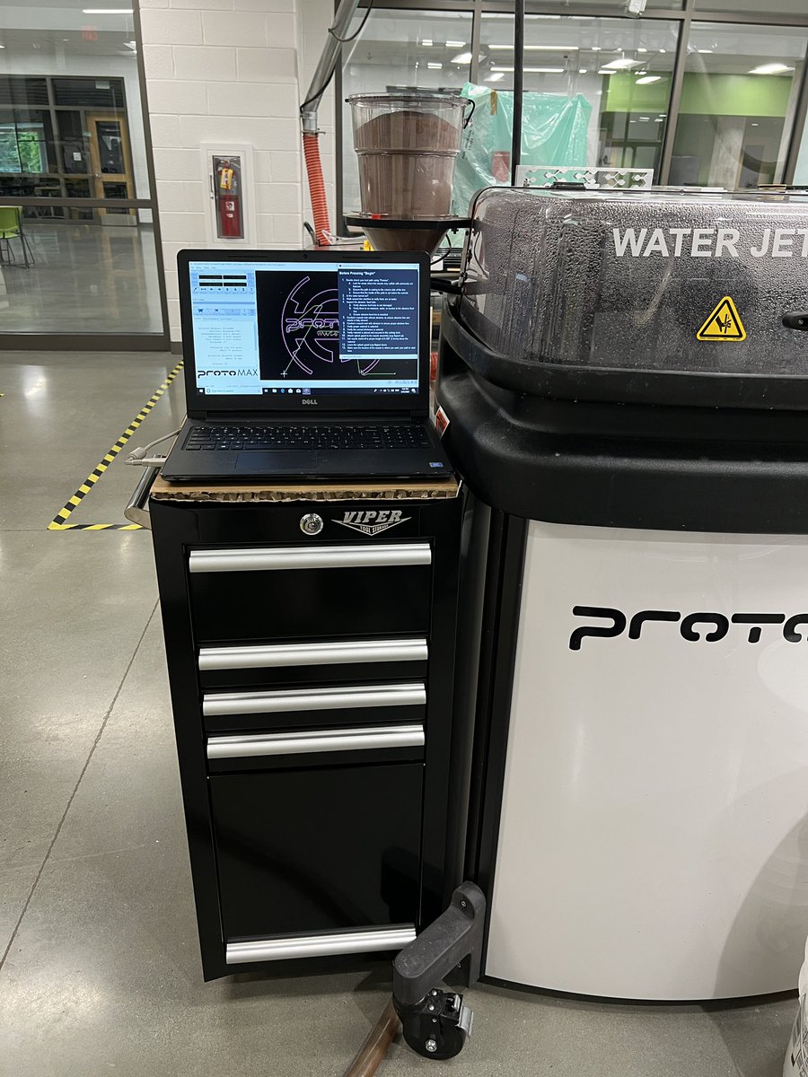 DesignMakeTeach's tweet photo. 🎉 New cart for the @OMAXCorp #Protomax #waterjet Less time to setup and clean w/everything right next to machine. #makerspace #MakerspaceLife https://t.co/sLaGu31tSi