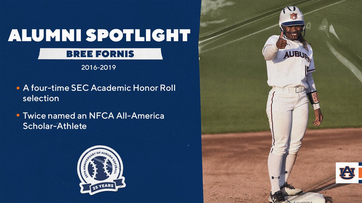 AuburnSoftball's tweet photo. 𝘼𝙇𝙐𝙈𝙉𝙄 𝙎𝙋𝙊𝙏𝙇𝙄𝙂𝙃𝙏: 𝘉𝘳𝘦𝘦 𝘍𝘰𝘳𝘯𝘪𝘴

An absolute star in the classroom, @BreeFornis is crushing it as a software engineer and is pursuing a master's degree from Auburn! 
 💪📚

📰: https://t.co/KcI3ukeqhZ

#WarEagle | #TitleIXAU50 https://t.co/BZXoKsjLMk