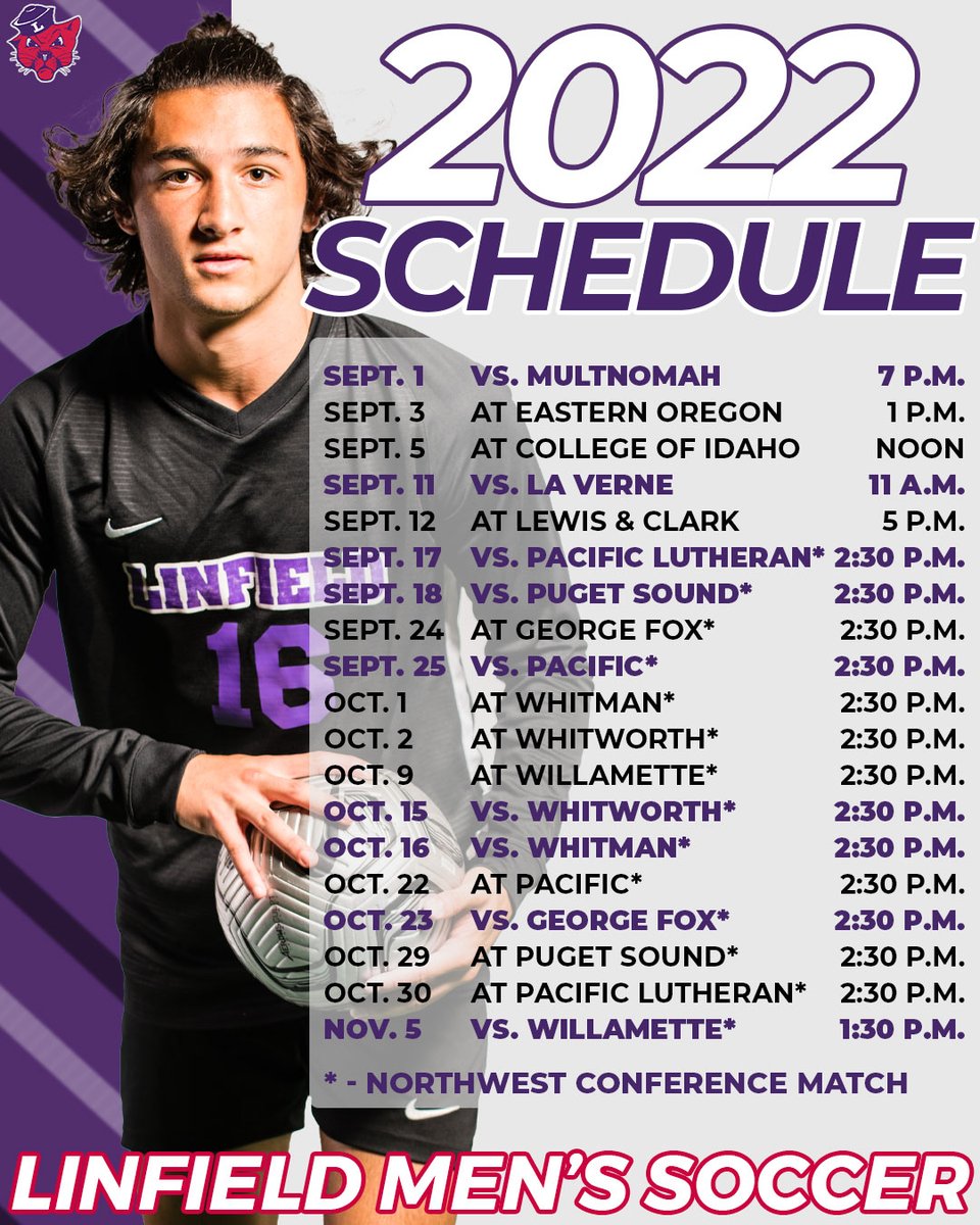 Linfield men's soccer releases its 2022 schedule! #RollCats 

📰: bit.ly/3GjJtkc