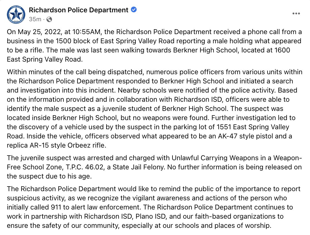 briantylercohen's tweet photo. MORE from the Richardson Police Department: https://t.co/RArcQ5bHfM