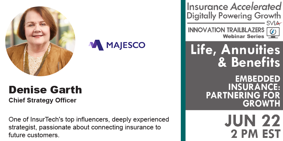 SVIAccelerator's tweet photo. Join @denisegarth of @Majesco_Inc at Our Free #InsurTech #Webinar | Info β https://t.co/mEgO4nqRhD | #Insurance #LifeAnnuitiesBenefits #EmbeddedInsurance #InsuranceDistribution #InsurancePartnerships #ThoughtLeaders #InsurTech #SVIAEvents https://t.co/I6xnKxtNu5