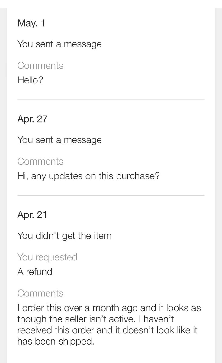 alisemirvine's tweet photo. Hi @ebay I ordered this back in March, it still has not arrived. I have tried to contact the seller several times. Can you help? https://t.co/3ckW34axBn