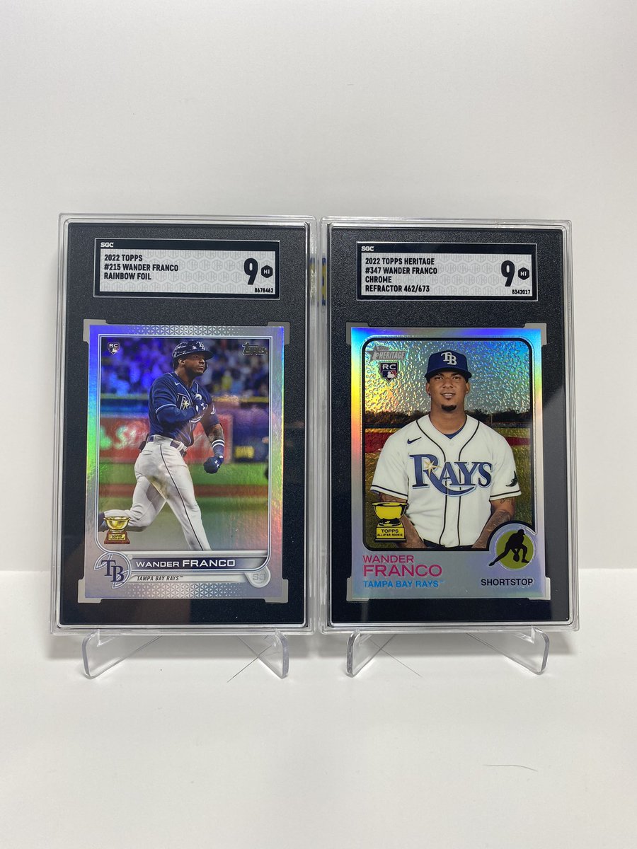 MarinersBanter's tweet photo. And the other two.. I was really hoping for a 10 on at least one of them lol but it’s all good!.. glad I got them slabbed up. #wanderfranco #topps #sgcgrading #rookiecard #rainbowfoil #chromerefractor https://t.co/NefAFtHWMp