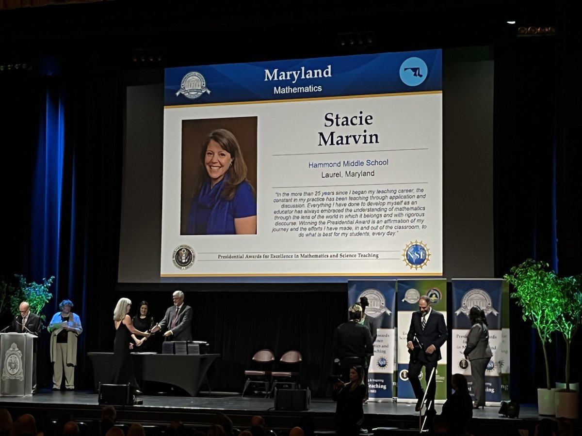 hcpss_secmath's tweet photo. SO VERY PROUD of ⁦@hcpss_secmath⁩ and ⁦@hcpss_hms⁩ math teacher ⁦@StacieMarvin1⁩ - 2019 Presidential Awardee for Excellence (in grades 7-12) Mathematics Teaching recipient! https://t.co/0VSQET8L9i ⁦@HCPSS⁩ #hcpss #hocoschools #paemst https://t.co/GyA8ZJrzIr