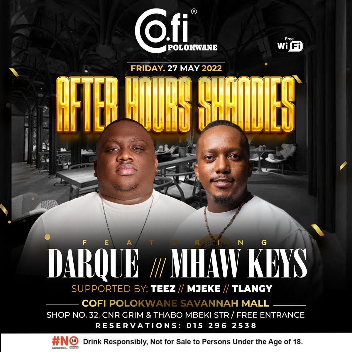 ♠️AFTER HOURS SHANDIS ♠️

#AfterHourShandis ft <a href="/DarqueCity/">GoodKid</a> _ &amp; <a href="/Mhawkeys/">Pariah</a> , let's goooo 🔥🔥🚀
.
.
For table bookings ☎️ 015 296 2538
.
. 
#cofi #polokwane #eatchillate #goodvibes #thisisliving #askaman #cofilifestyle #cofiweekender #afterhourshandis