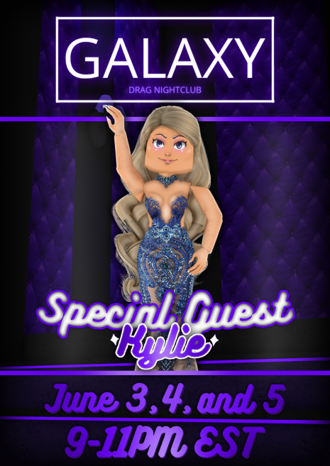 GALAXYCLUBRBLX's tweet photo. It is with great pleasure that we announce our Grand Opening of GALAXY. Featuring the #Top4 of Kylie's Drag Race, and special guest herself, Kylie! This will be a three day event taking place on June 3rd, 4th and 5th. Tickets on sale NOW at https://t.co/ry5C1RhzW4. 💜💫 https://t.co/uelXz0b1OB