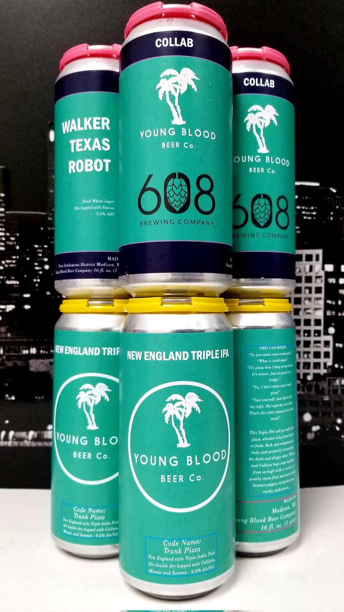 CityViewLiquor's tweet photo. From our neck-o-the-woods to yours!
Happy #WiBeerWednesday everyone!๐ป
@yb_beerco fresh WALKER TEXAS ROBOT & CODE NAME: TRUNK PIZZA are HERE! #WiscoCraft #DrinkWisconsinBeer #LocalBeerScene #TimeForAColdOne #BeerOClock #HaveABeer #BeerThirty https://t.co/Ni1VqlOmFj