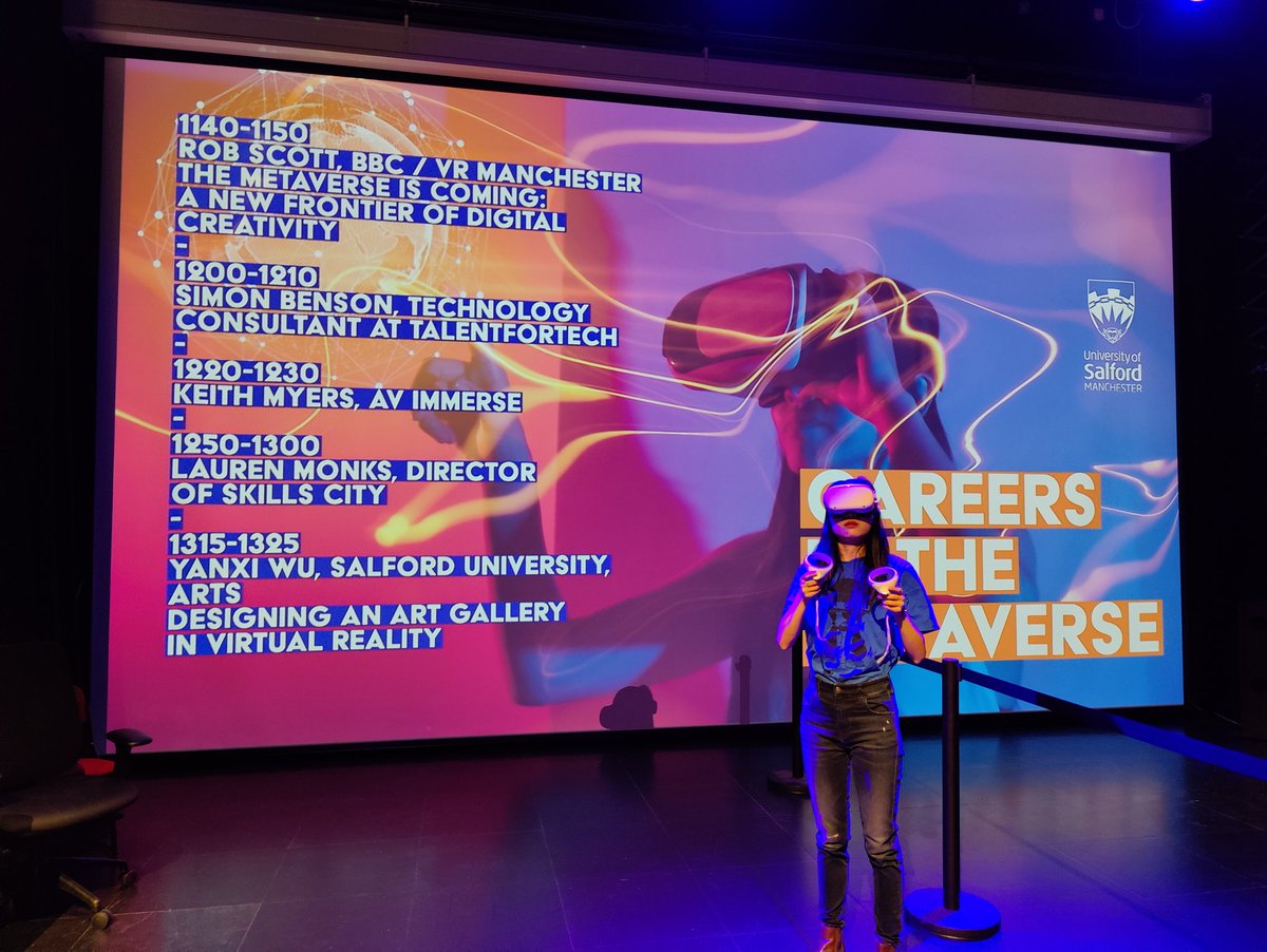 yanxiwutime's tweet photo. It was an excellent opportunity to show the public my first virtual exhibition and get some feedback at Media City @salforduni Many thanks for your support @andymiah and I am so happy to see Andrea Stein @stressPGR today 🤗 https://t.co/cjcyWAyaMY