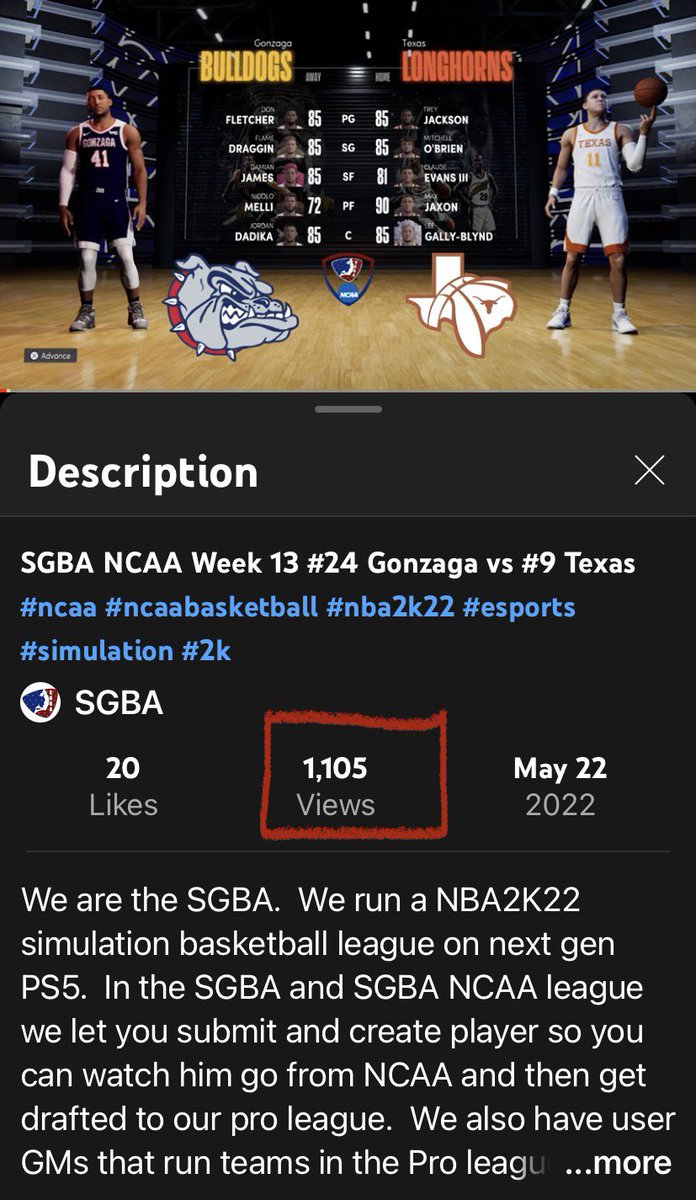 I wanted to take a second and give a huge shout out and Thank You to…YOU, the SGBA fan. Your love for our league has really stood out lately and we appreciate it.  We hit a milestone today. Our first 1,000 viewed video. In 48 hours too. #SGBA #eSports #NBA2K #NBA2K22 #basketball