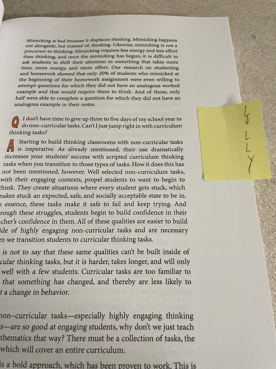 Reading the “Thinking Classrooms” and highlighted a passage that <a href="/Lkennedy37/">L</a> has been talking about for years. Apparently, great minds think alike!
