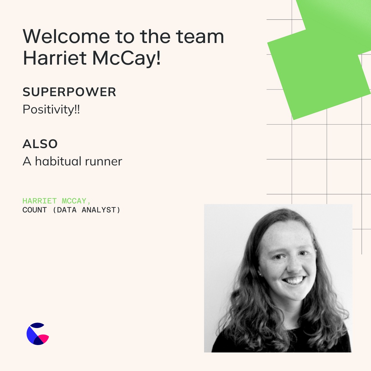 counthq's tweet photo. We would like to welcome Harriet McCay, our new data analyst to the team! She's going to help us take our product content to the next level (think notebook and BETA product examples).

Let's be sure to give her a warm welcome! https://t.co/ieHhsUdmTq