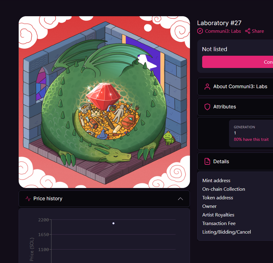 . <a href="/communi3_io/">Communi3</a>  Lab 27 sold at 2060 SOL marking the highest sale in the last 24hrs on MagicEden.

Their Mad Scientists sitting around 30 + - SOL FP with a pretty clear hint of future PFP drop + confirmed token drop.