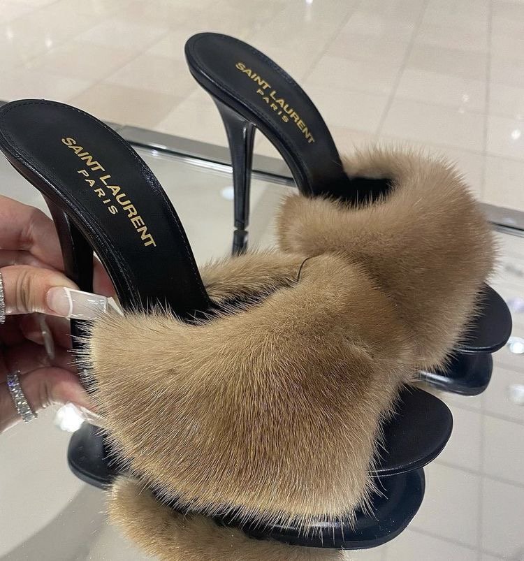 Saint Laurent Mink Fur Sandals