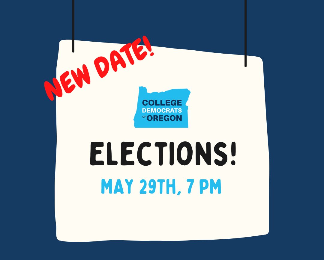 collegedemsOR's tweet photo. Exec elections are coming up! You will find more info, as well as the link to declare your candidacy, on our website under the ‘Elections’ tab. If you have any questions, don’t hesitate to reach out. See you Sunday! https://t.co/eEdmPNSvPe