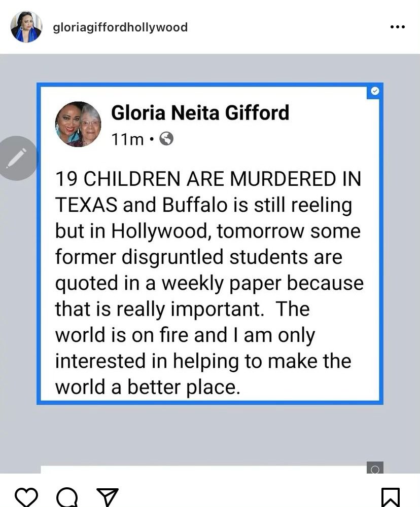 Disgruntled students? No! We are survivors of your abuse who are speaking out and healing and getting our power back and hopefully saving other actors from you destroying their lives and careers. #actorslife #gloriagifford #MeToo #halloween2 #gloriagiffordconservatory #acting