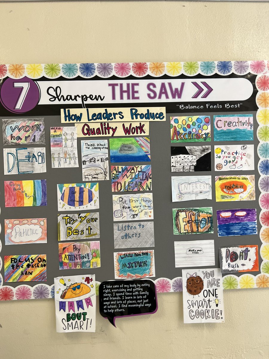 #leaderinMe habit 7 Sharpen the Saw - We sharpen the saw by producing quality work!