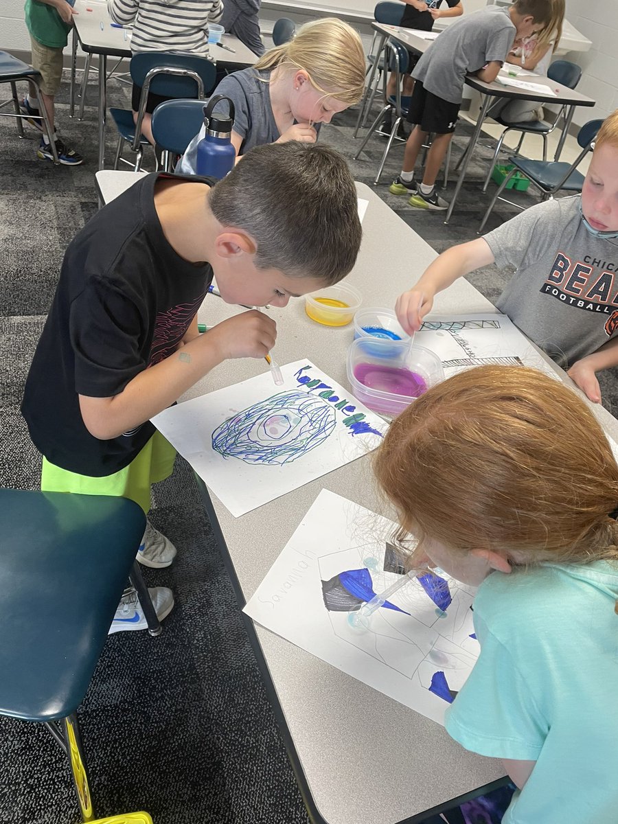 SC_STEAM_1's tweet photo. Mrs. Simonetto’s students painted via blowing bubbles today! Talk about fun!!! https://t.co/nzPDH5FnQQ