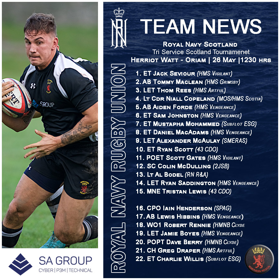 RNRugby's tweet photo. The RN Scotland side who will take on the @armyrugbyunion and @RAFRugbyUnion sides for the Tri-Service Scotland Championship today at @Oriamscotland 

Watch live on @ForcesNews

@RNinScotland @HMNBClyde @43Commando @RNReserve @CdreJimPerks @HMSScotia @HMSGrimsby @Scotlandteam https://t.co/PB9C6rqrgc