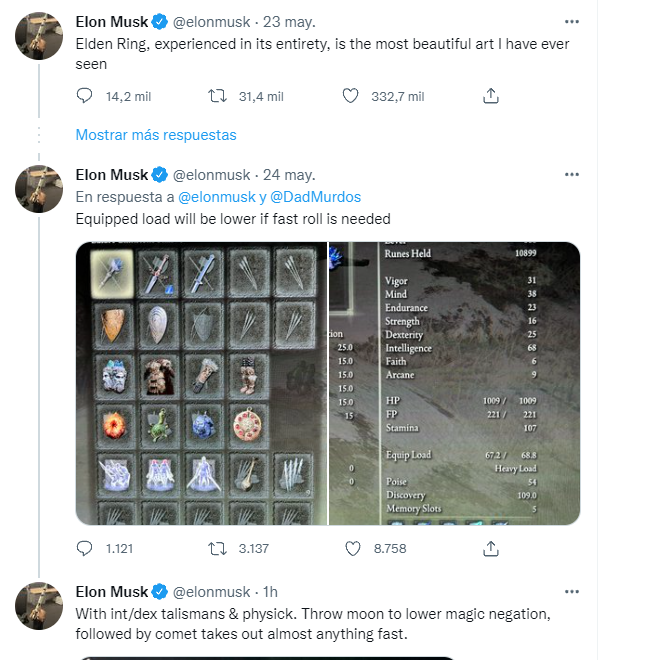 Por qué la build de Elon Musk de Elden Ring es una reverenda mierda, el hilo

🧵