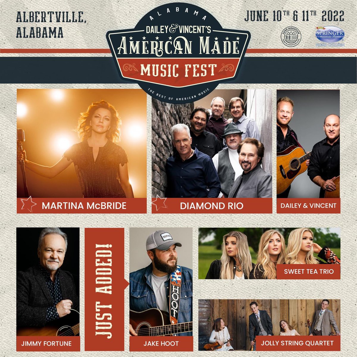 katiedanielle89's tweet photo. American Made Music Festival 1 of 5
 https://t.co/hVoX25Wwbp

@DaileyVincent @martinamcbride @DiamondRioBand #JimmyFortune @jakehootmusic @sweetteatrio #JollyStringQuartet #SandMountainAmphitheater #AlbertvilleAlabama https://t.co/PXciH1FuIJ