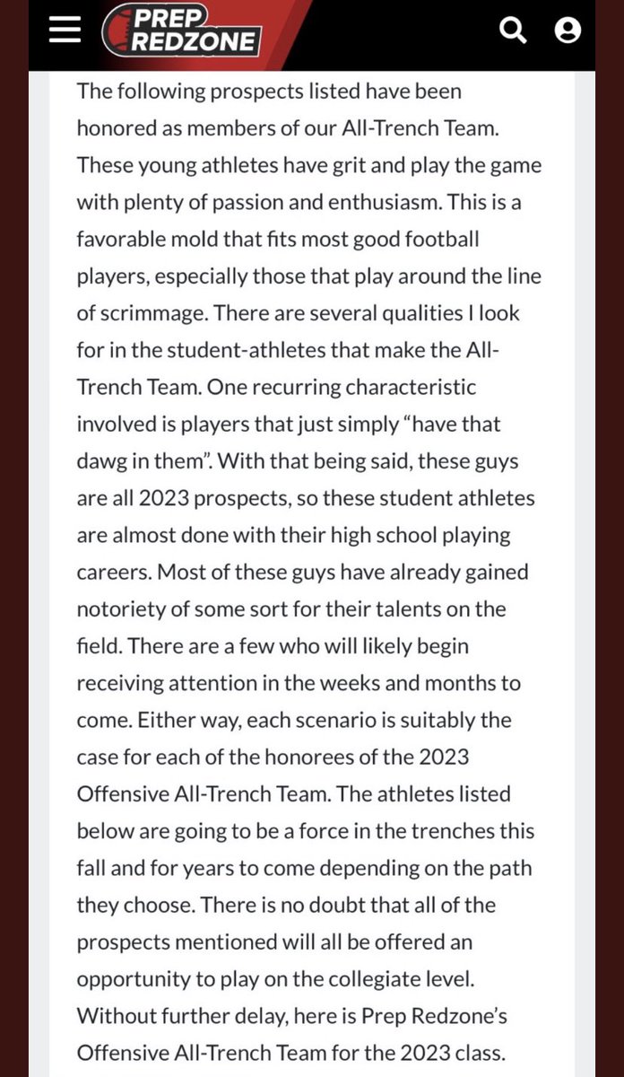 Blessed to be named on the All-Trench Team @Beastydoee_ @PrepRedzoneMS