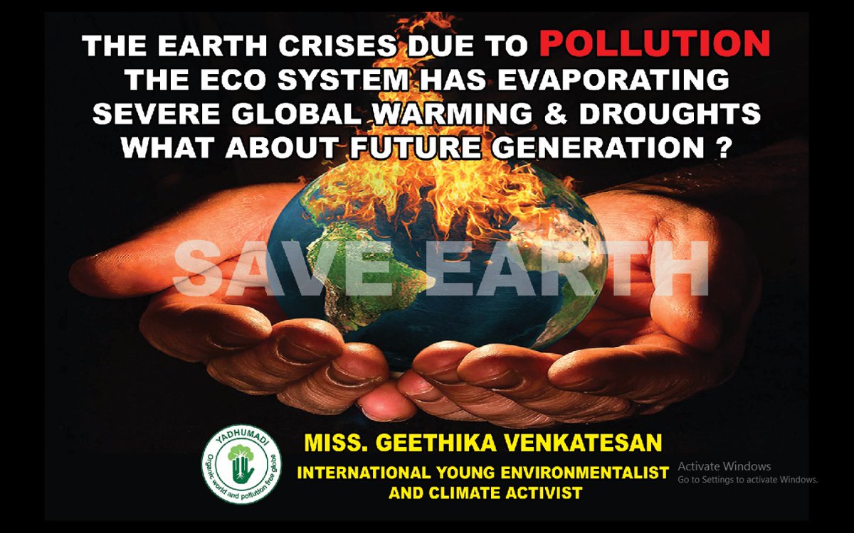 GeethikaVenkat3's tweet photo. Please Listen to Young Voices...
Are you going to handover polluted Earth to next Generation Lives ?
Are you going to gifted Drought Earth to the next generation lives ?
Are you going to Push into Hungry of the Next Generation Lives ? 
#SaveEarth 
#saveNatureEnvironment https://t.co/9YcmmwwyzN
