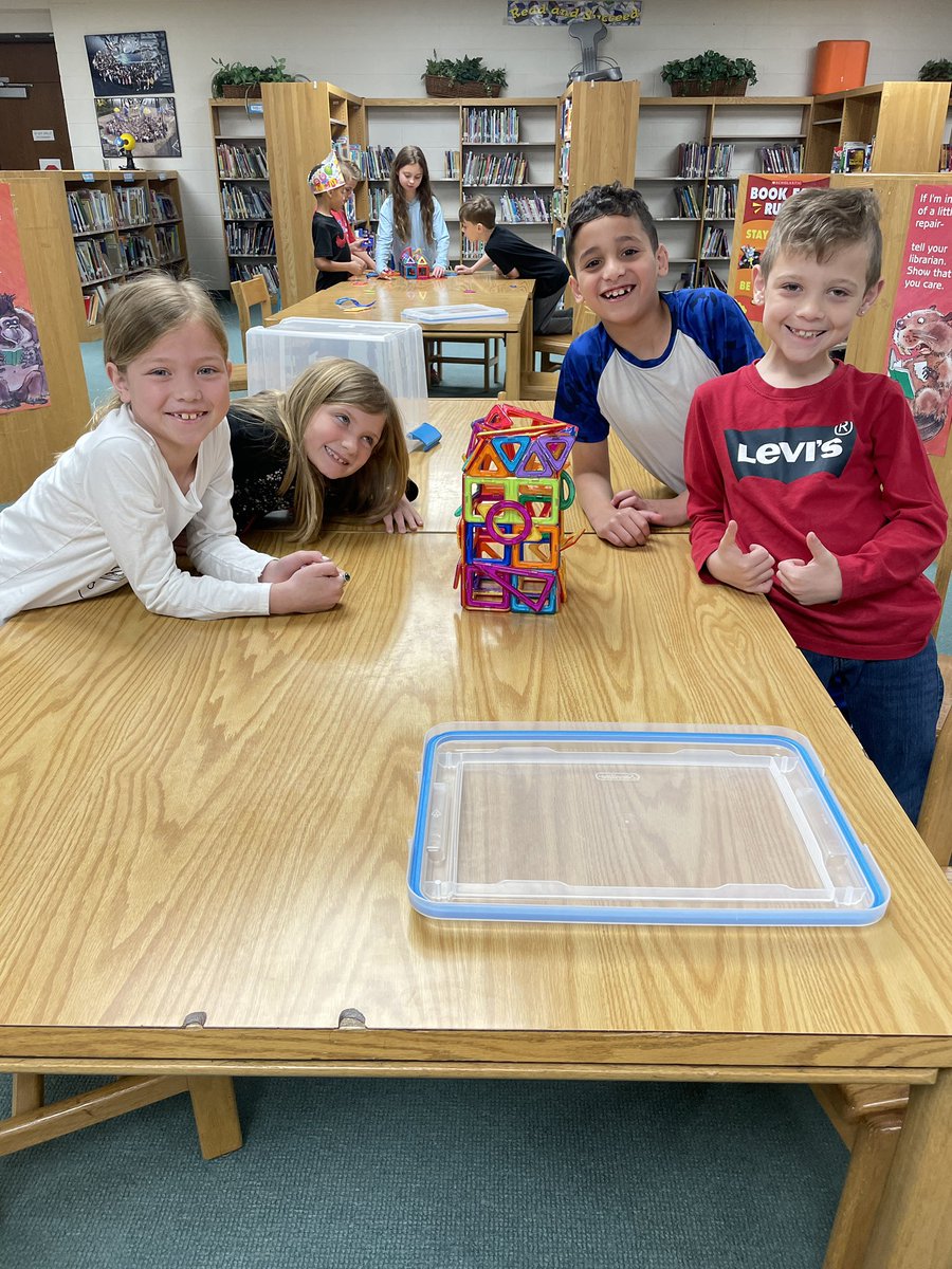 BissellLibrary's tweet photo. Maker Space is magnetizing!!  Our Bissell 2nd &amp; 3rd grade built creations together using Magni-Tiles. https://t.co/9jdIFJwSYM