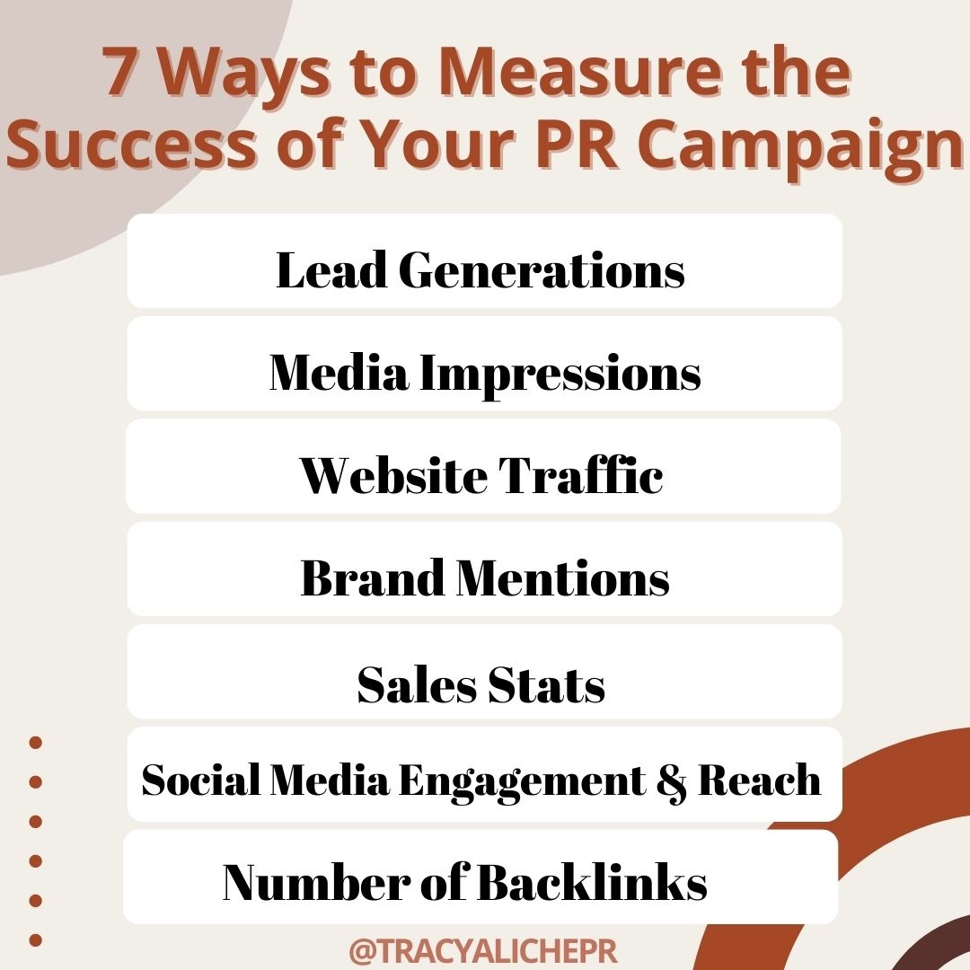TracyAlichePR's tweet photo. Soo how do you know if your PR campaign was successful? Keep reading.
PR metrics help to measure the impact of a particular campaign or marketing initiative.
Check out the metrics you should keep in mind.
#TACTips #TracyAlicheConsulting https://t.co/9undzRruUr